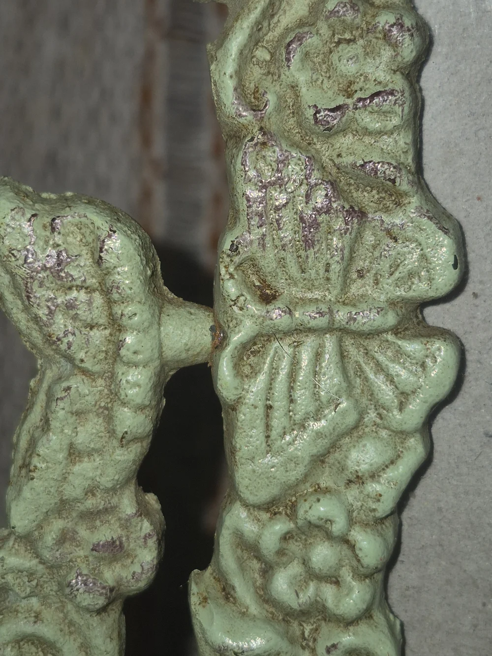 Vintage Ornate Butterfly Cast Iron Frame - Green